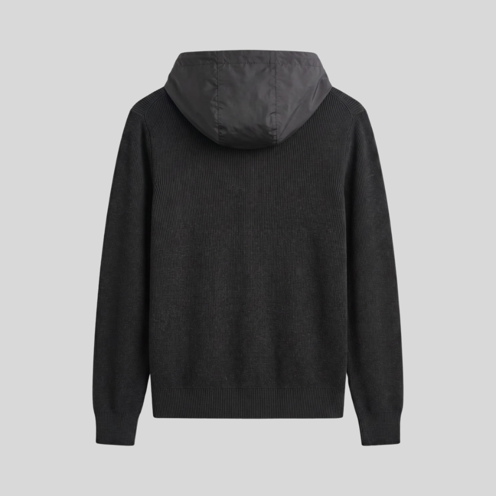 Wool Full-Zip Hooded Knit Jacket