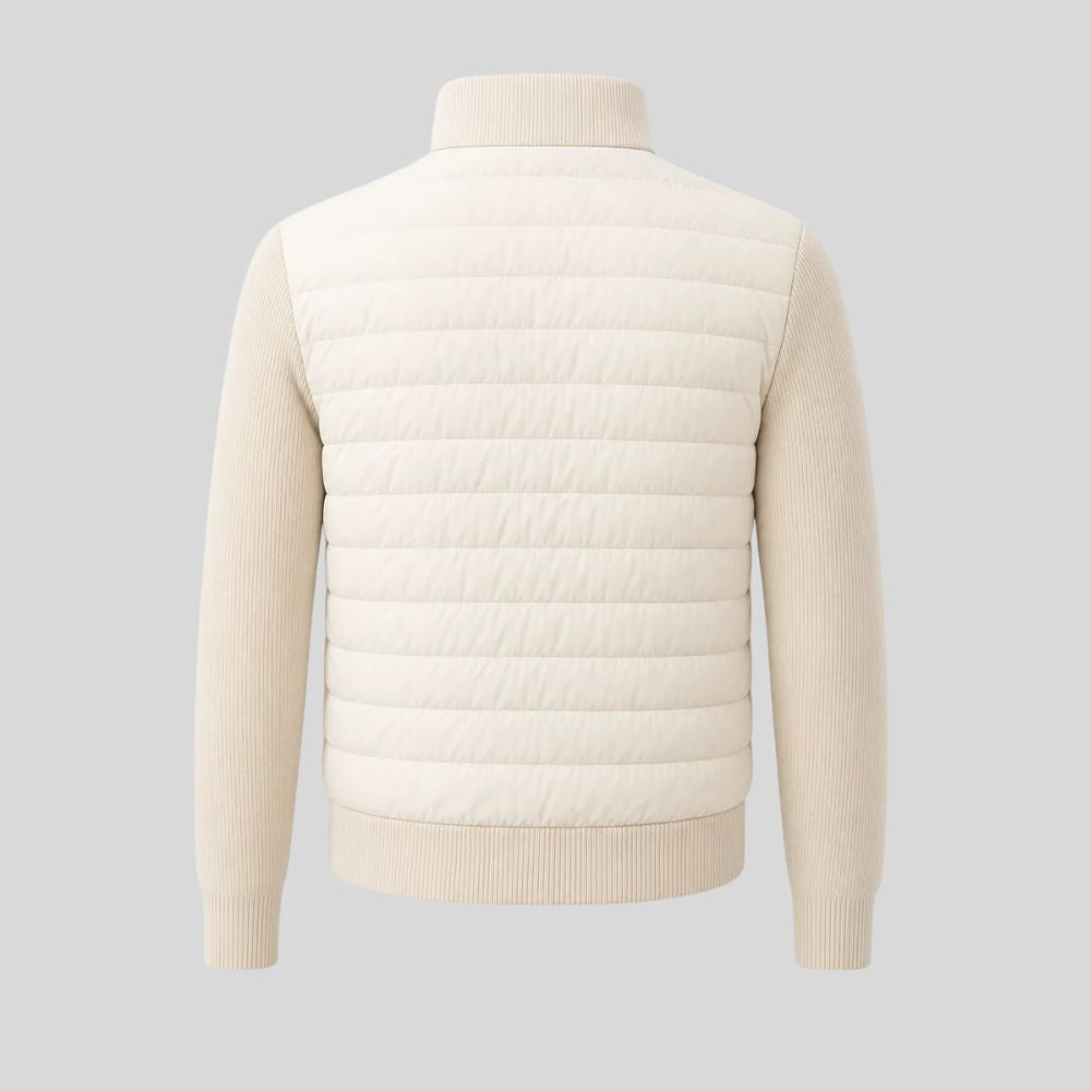 Ivory Quilted Knit-Sleeve Jacke