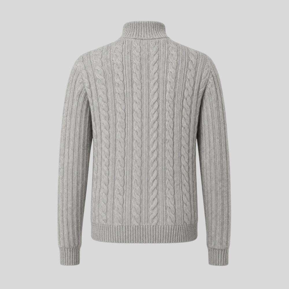 Grey Cable-Knit Zip Jacket