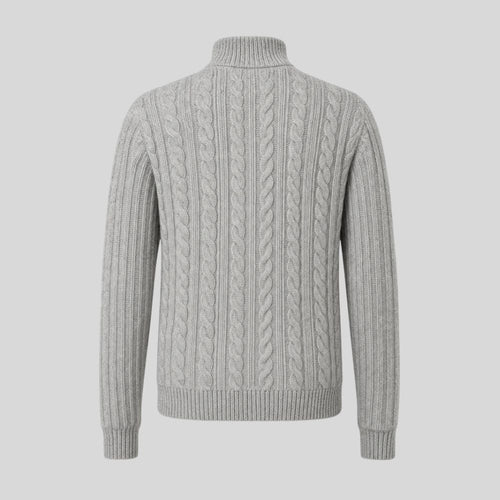 Grey Cable-Knit Zip Jacket