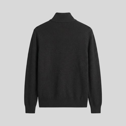 Cotton Full-Zip Mock Neck Knit