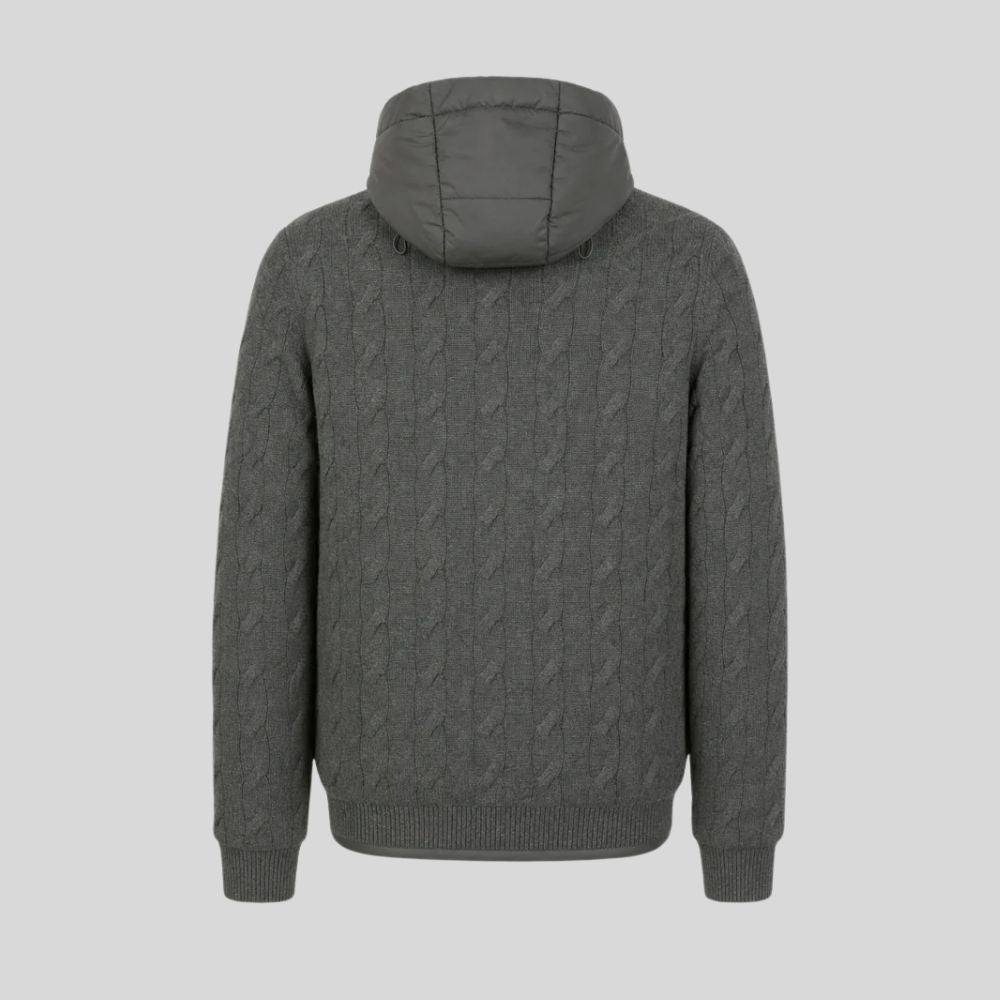 Charcoal Hooded Knit Zip Jacket