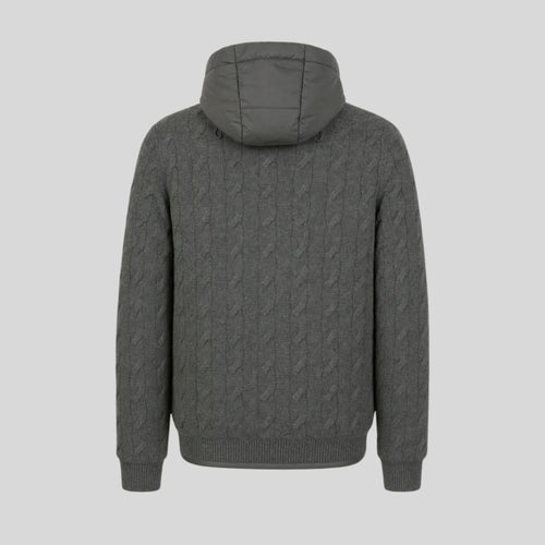 Charcoal Hooded Knit Zip Jacket