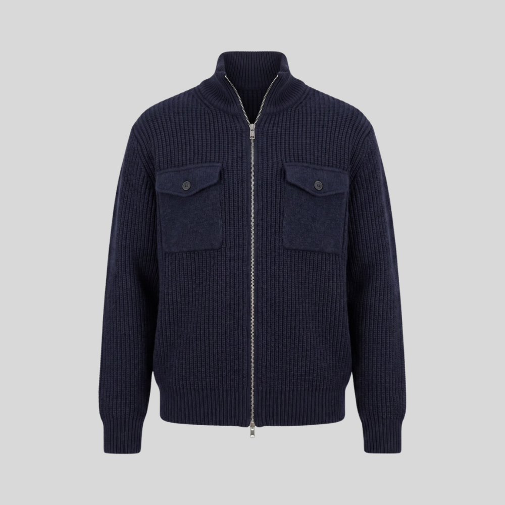 Wool Full-Zip Knit Jacket