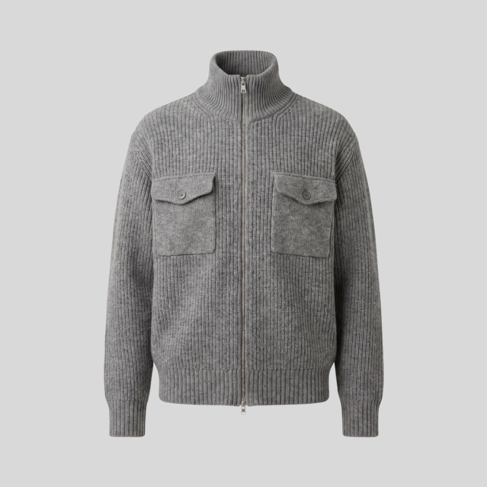 Wool Full-Zip Knit Jacket